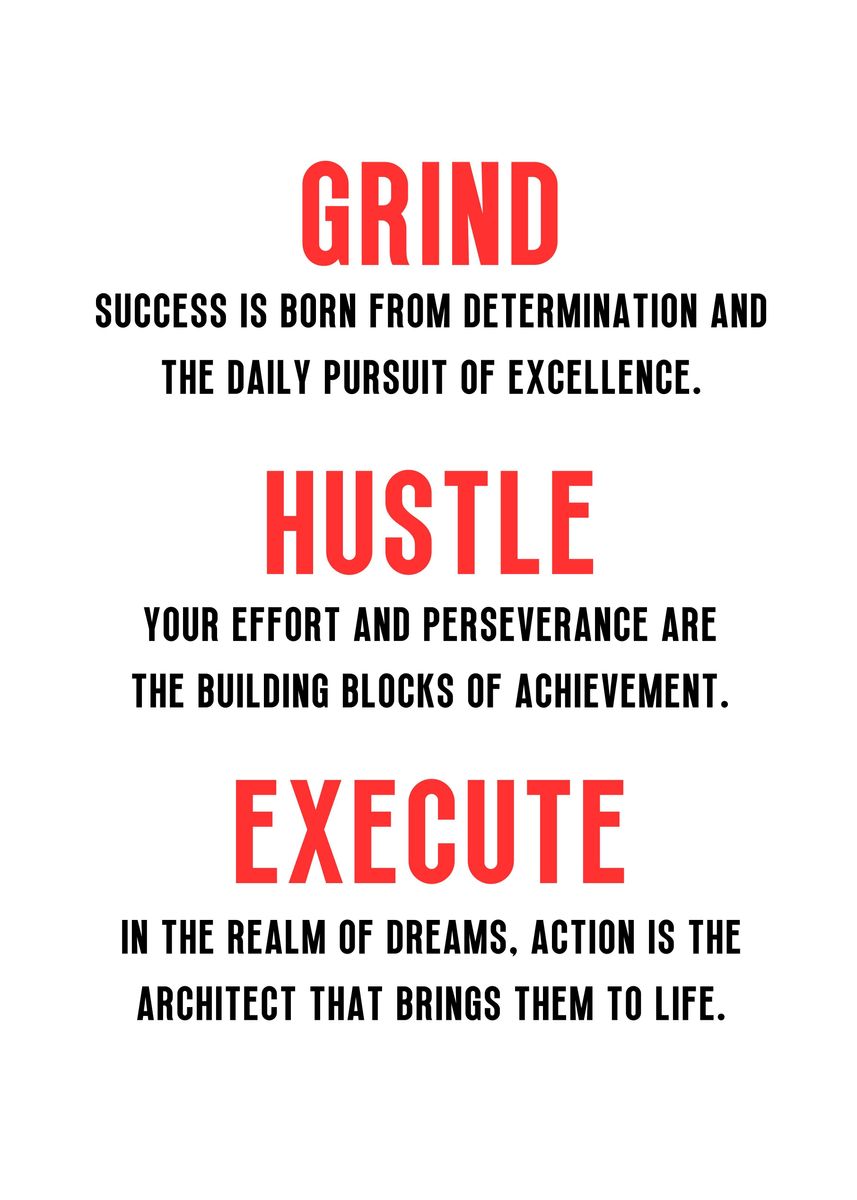 'Grind Hustle Execute' Poster, picture, metal print, paint by Wezt ...