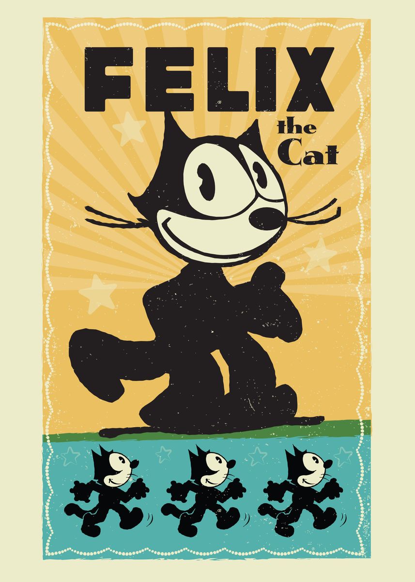 'Felix the Cat Vintage' Poster, picture, metal print, paint by Felix the Cat | Displate