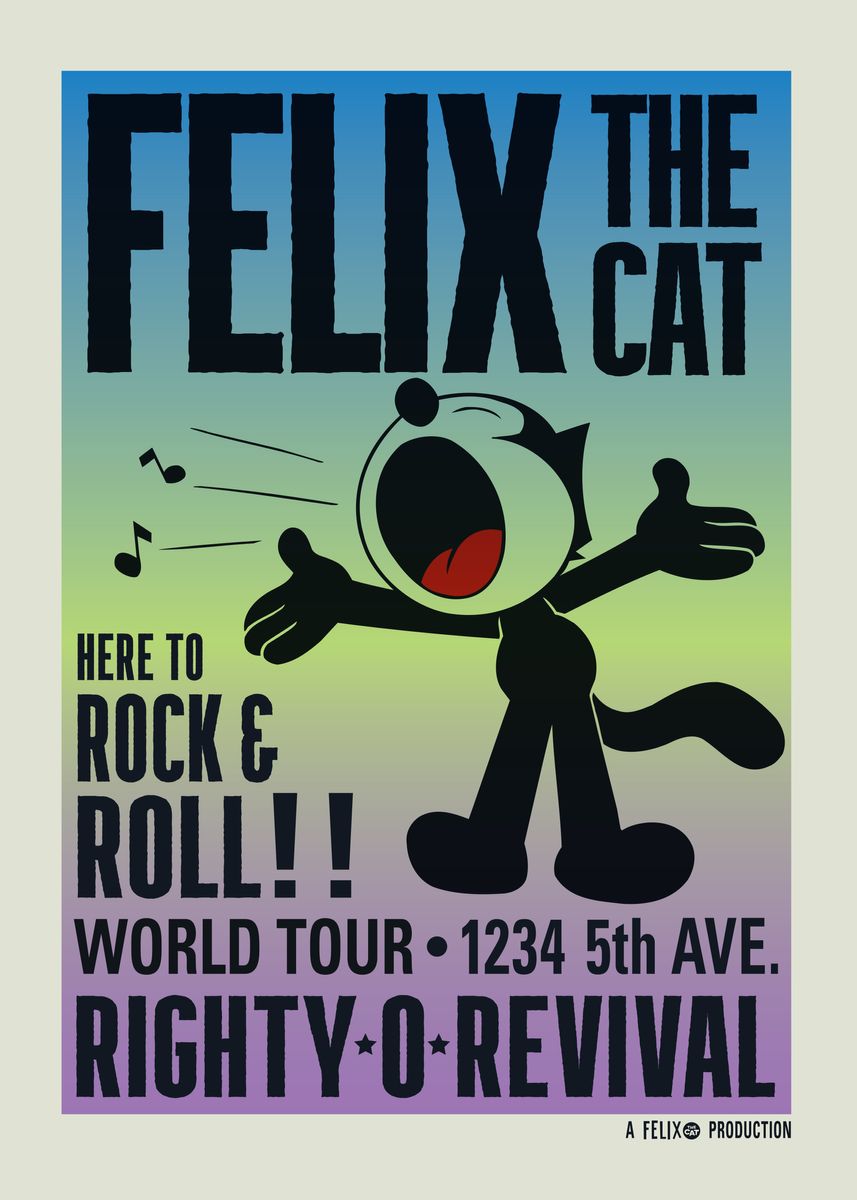 'Felix the Cat Music Poster' Poster by Felix the Cat | Displate