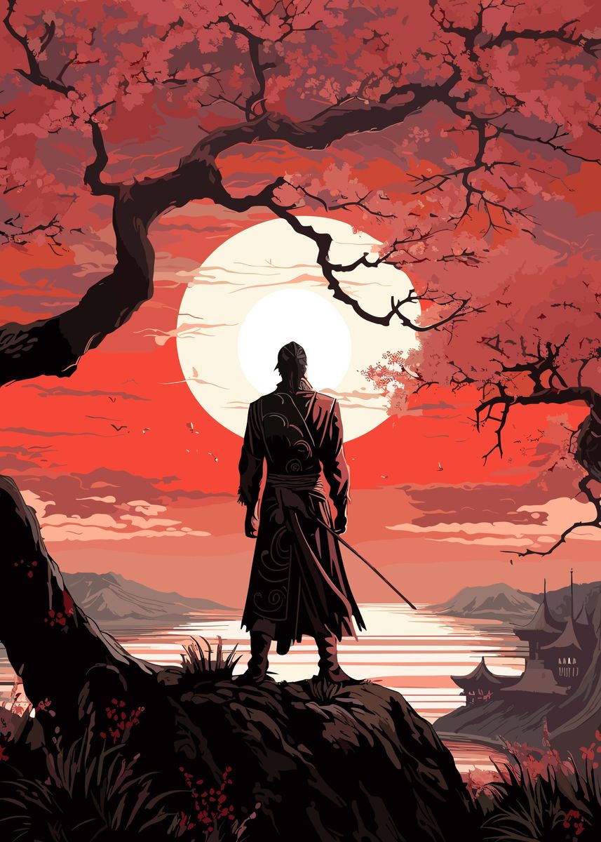 'Samurai Japanese' Poster, picture, metal print, paint by Pmurt | Displate