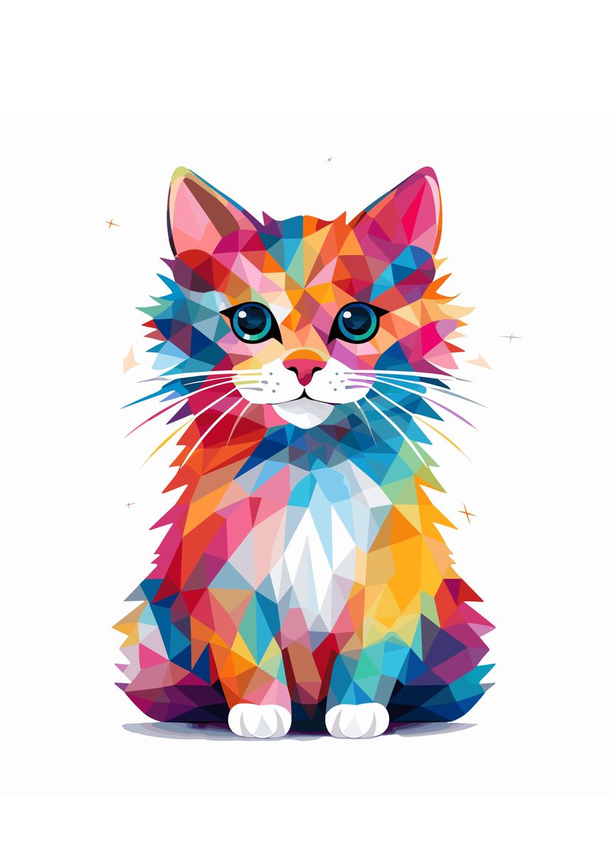 'Kitten Animal WPAP Pop Art' Poster, picture, metal print, paint by Ray ...