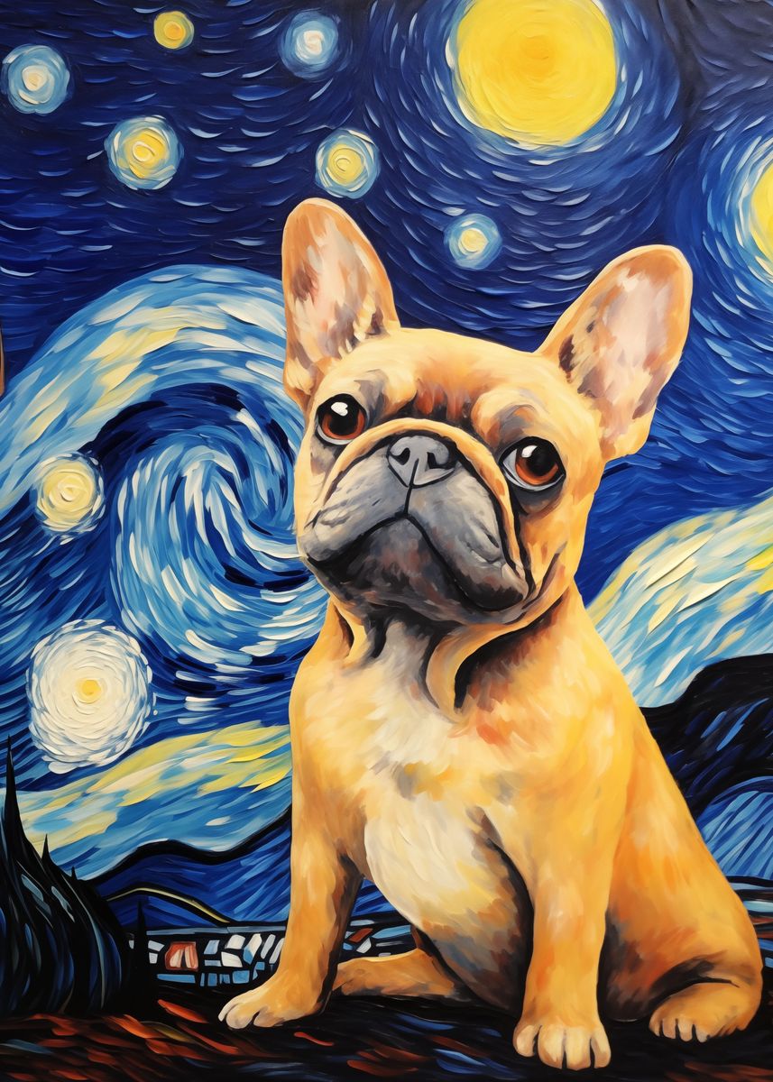 'French Bulldog Van Gogh' Poster, picture, metal print, paint by Eline ...