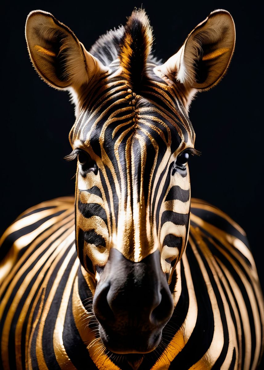 'black and gold zebra ' Poster, picture, metal print, paint by mk studio Displate