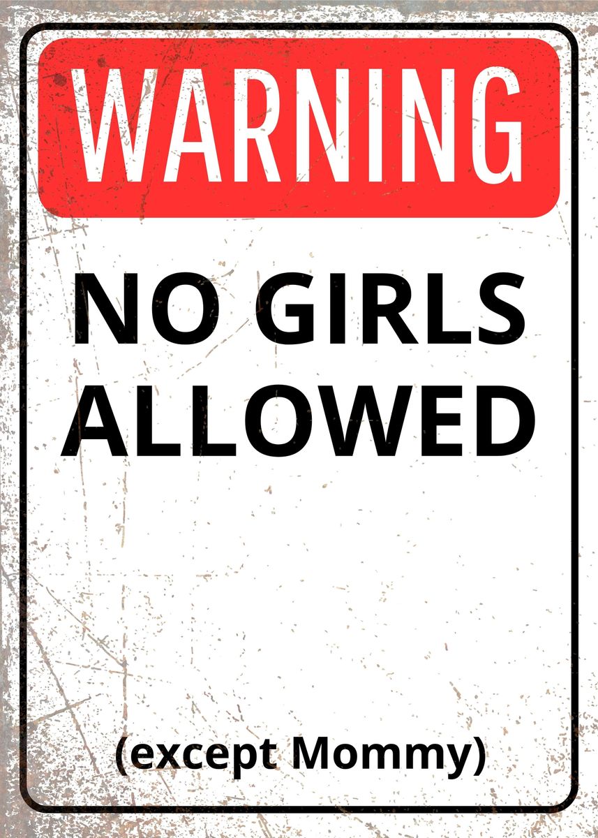 'Warning No Girls Allowed' Poster, picture, metal print, paint by EDSON ...