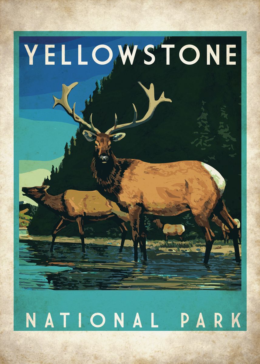 'Yellowstone' Poster, picture, metal print, paint by American Vintage ...