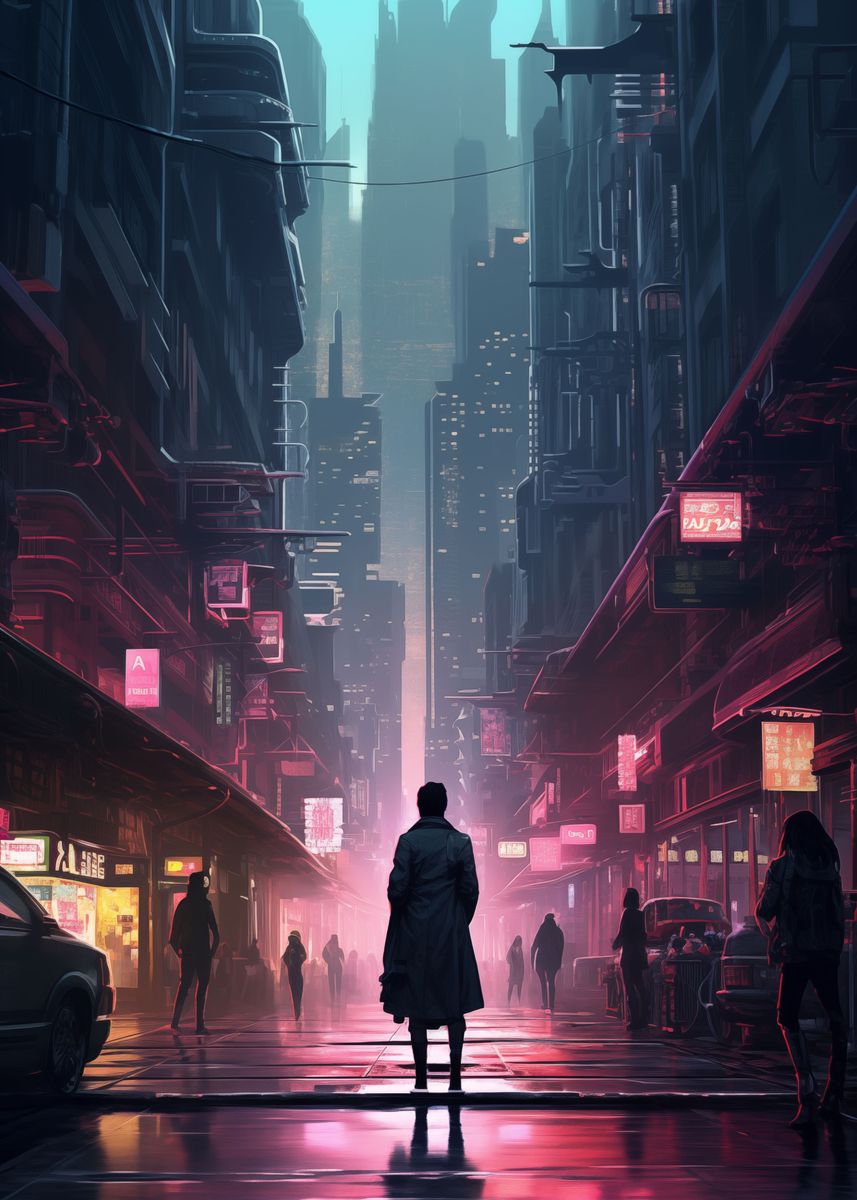 'Cyber Street Scene' Poster, picture, metal print, paint by Creativity ...
