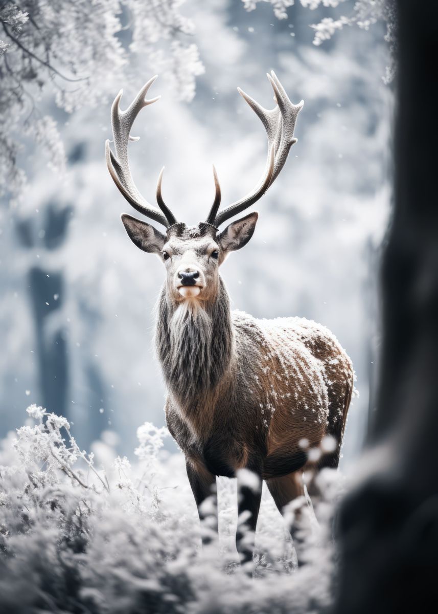 Winters Majesty Snow Deer