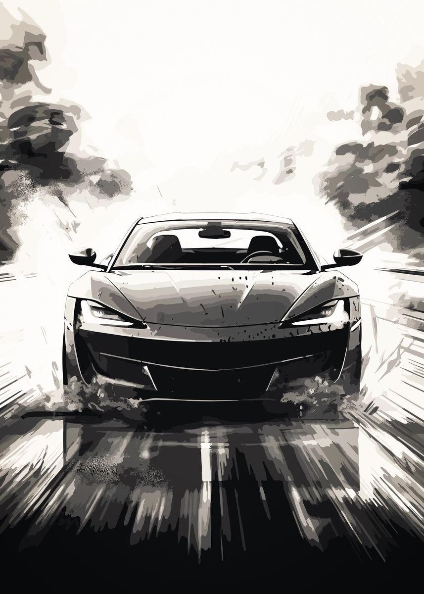 'Racing Car Sketch Art' Poster, picture, metal print, paint by Mahdi ...