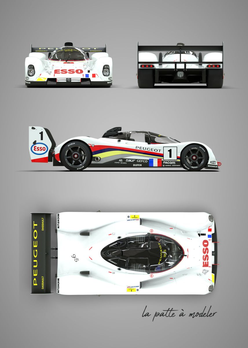 'Peugeot 905' Poster, picture, metal print, paint by LAPATTEAMODELER ...