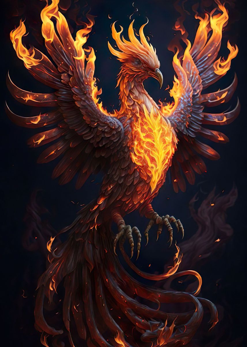 'Mystical Phoenix Bird' Poster, picture, metal print, paint by Zakaria ...