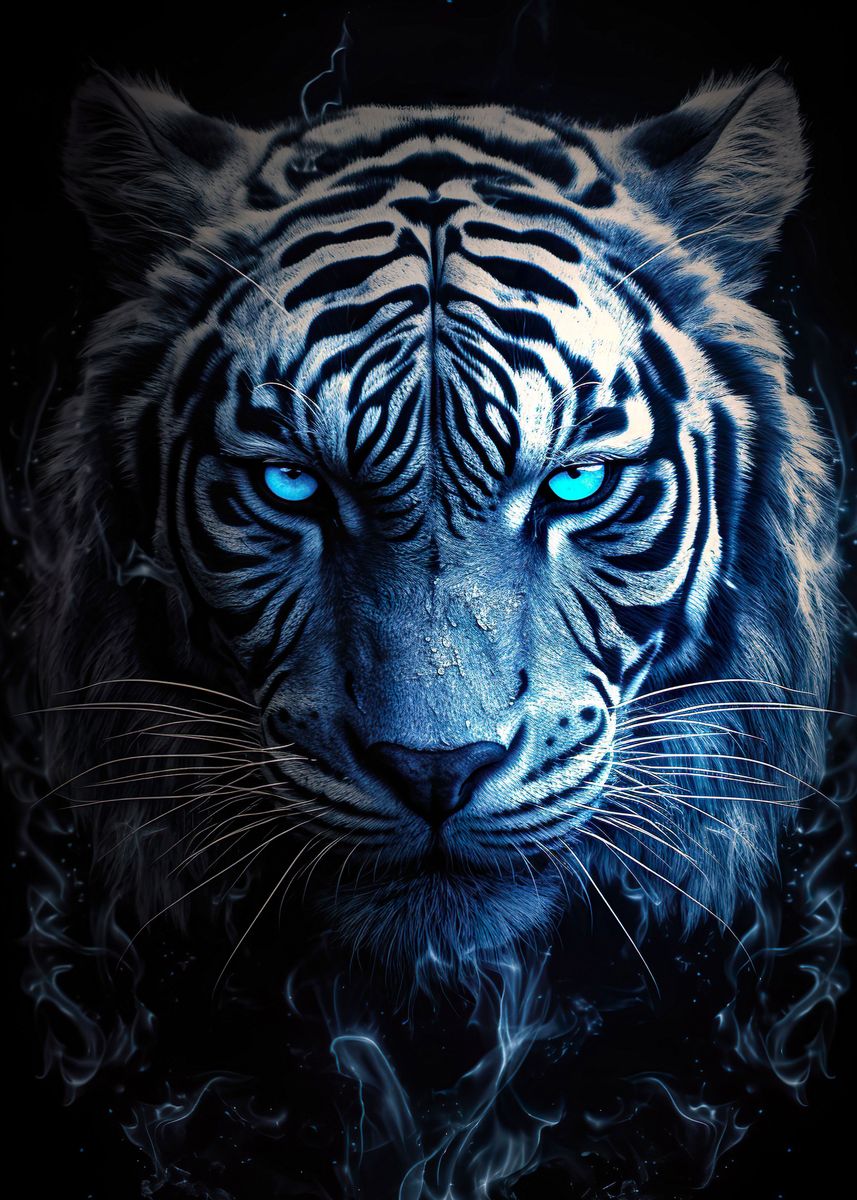 'Blue Eyes Tiger' Poster, picture, metal print, paint by Floty Loty ...