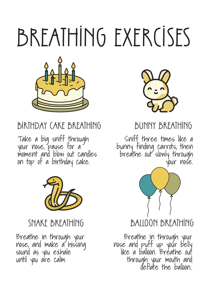 'Breathing Exercises Kids 3' Poster, picture, metal print, paint by ...