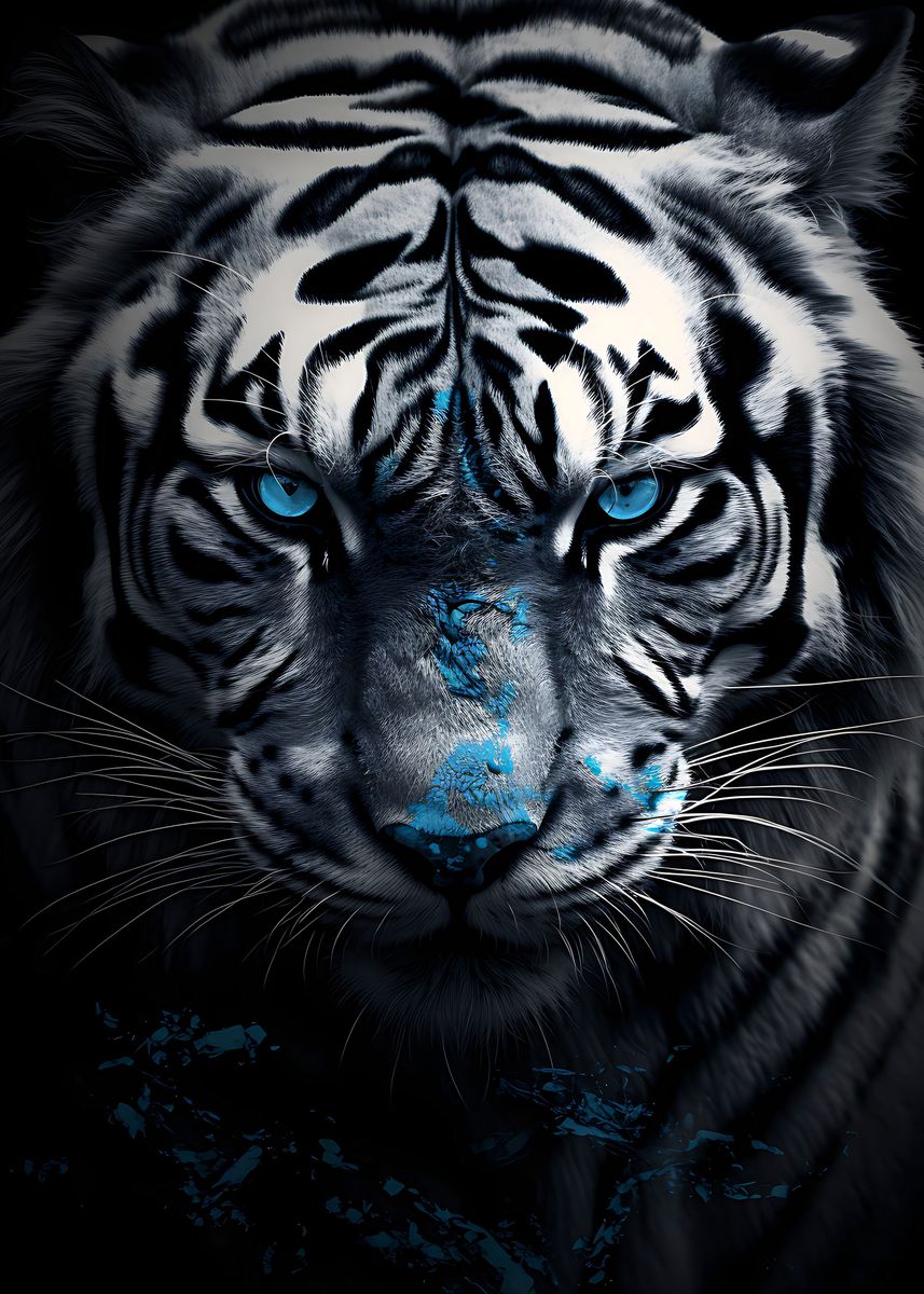 'Blue Eyes Tiger' Poster, picture, metal print, paint by Floty Loty ...