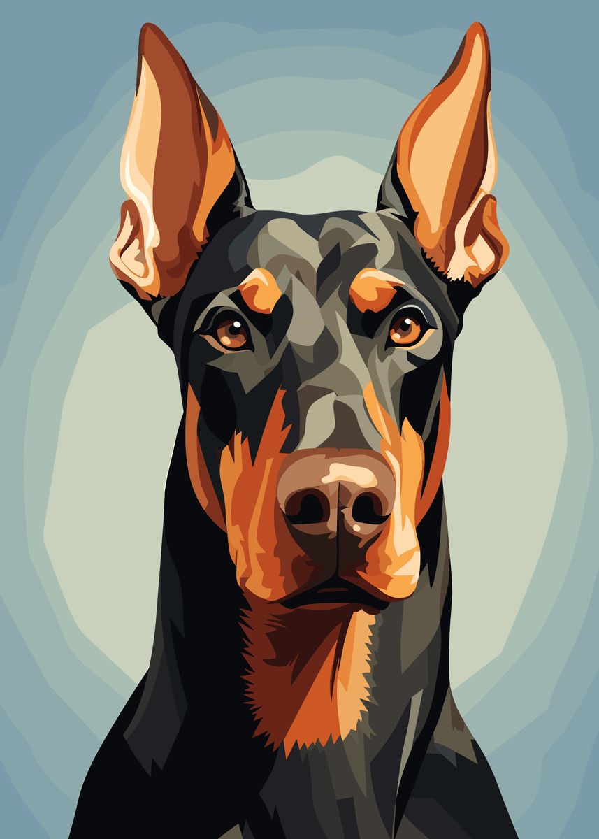 'Doberman Dog' Poster, picture, metal print, paint by Mesh Displate