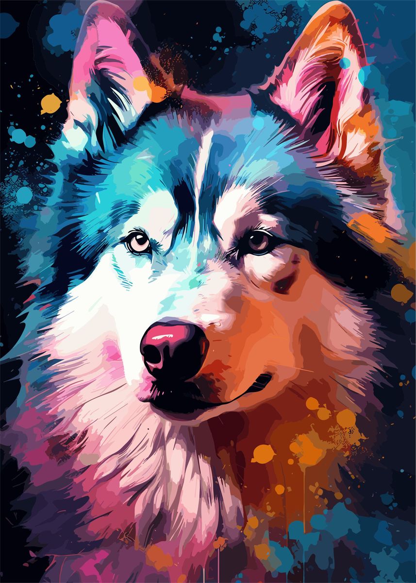 'husky' Poster, picture, metal print, paint by TsabitQeis | Displate