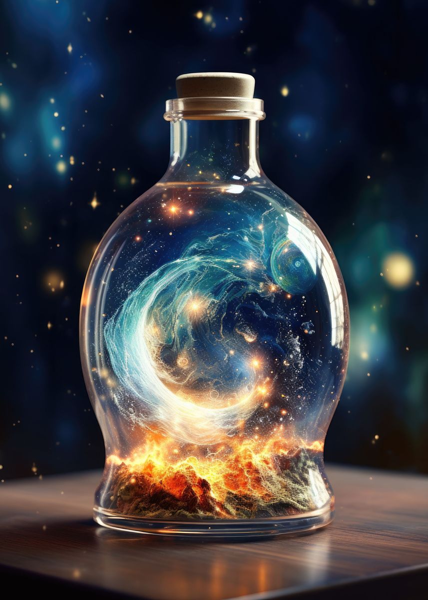 'Galaxy In A Bottle' Poster, picture, metal print, paint by Senja ...