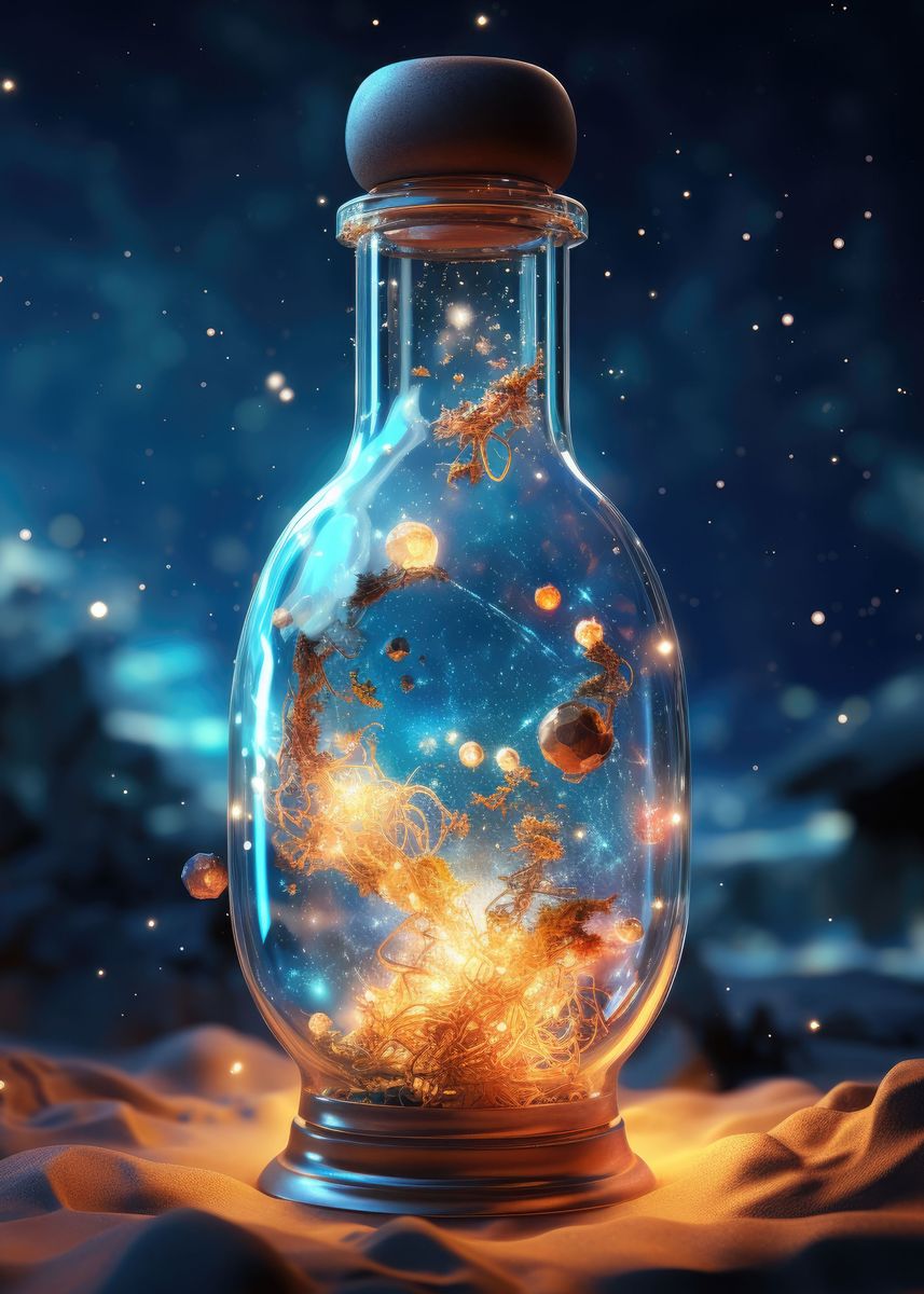 'Galaxy In A Bottle' Poster, picture, metal print, paint by Senja ...