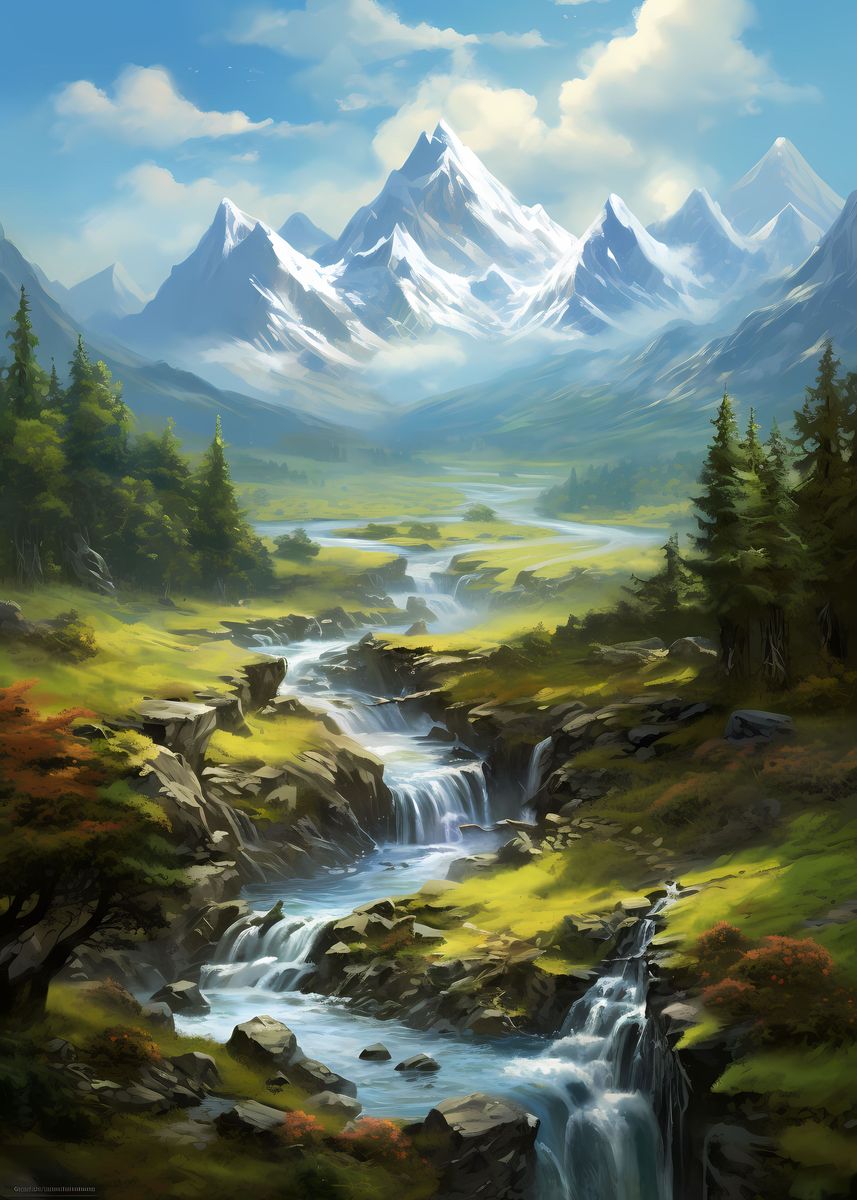 'Natural Fantasy Landscape' Poster, picture, metal print, paint by ...