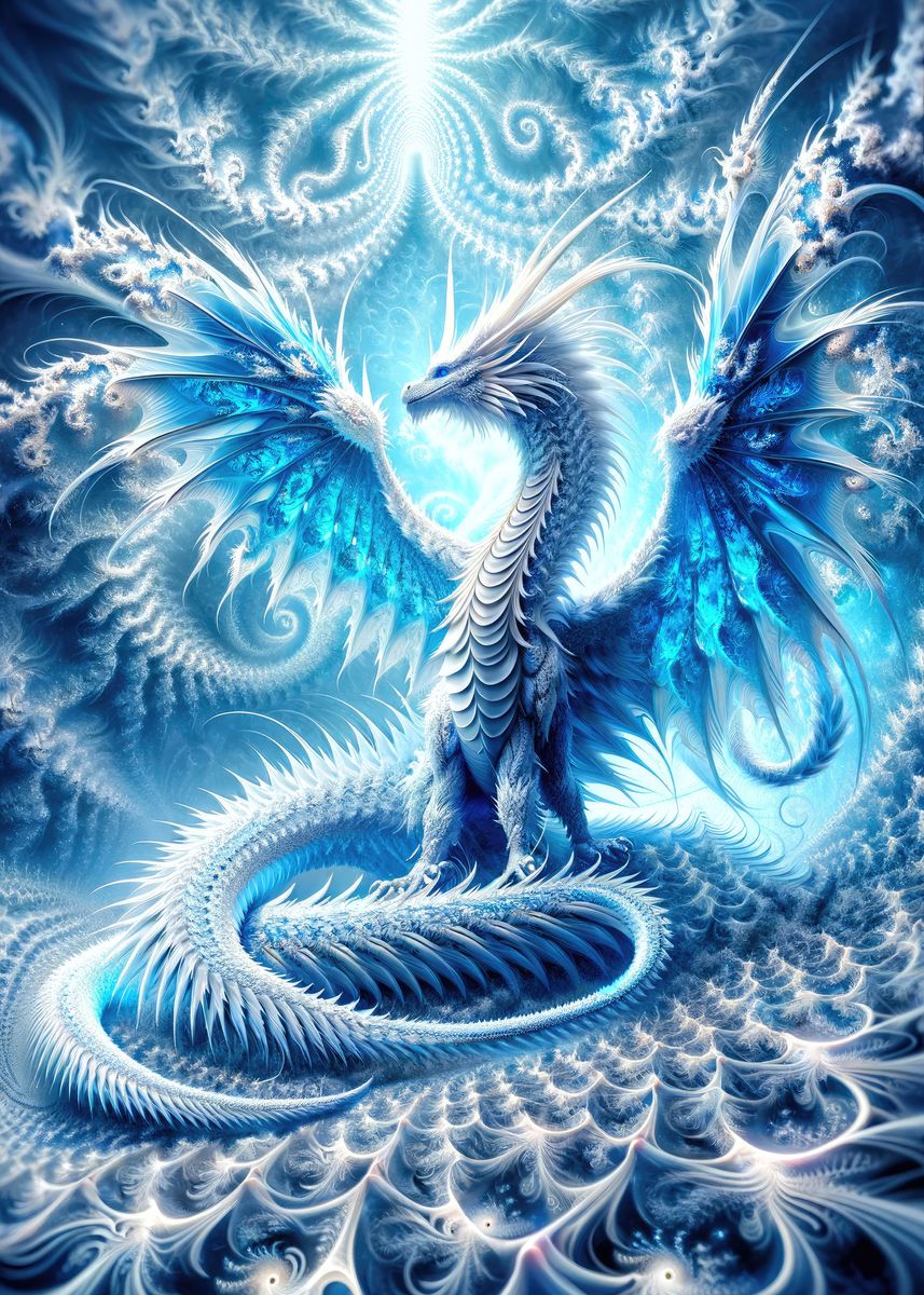 'Fractal Frost Dragon' Poster, picture, metal print, paint by Bill ...