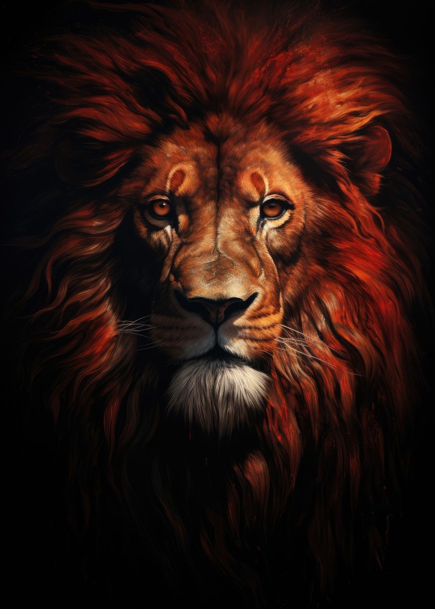 'Majestic Lion Portrait' Poster, picture, metal print, paint by Senja ...