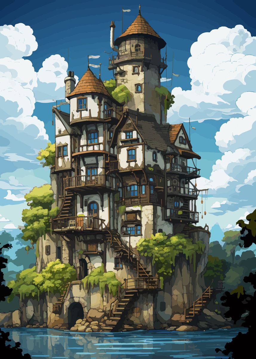 'Fantasy medieval House' Poster, picture, metal print, paint by Stefan ...