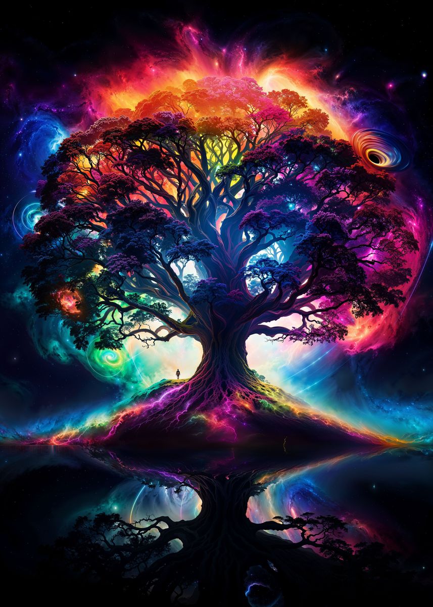 ‘Cosmic Tree of Life Unity’ Poster, picture, metal print, paint by