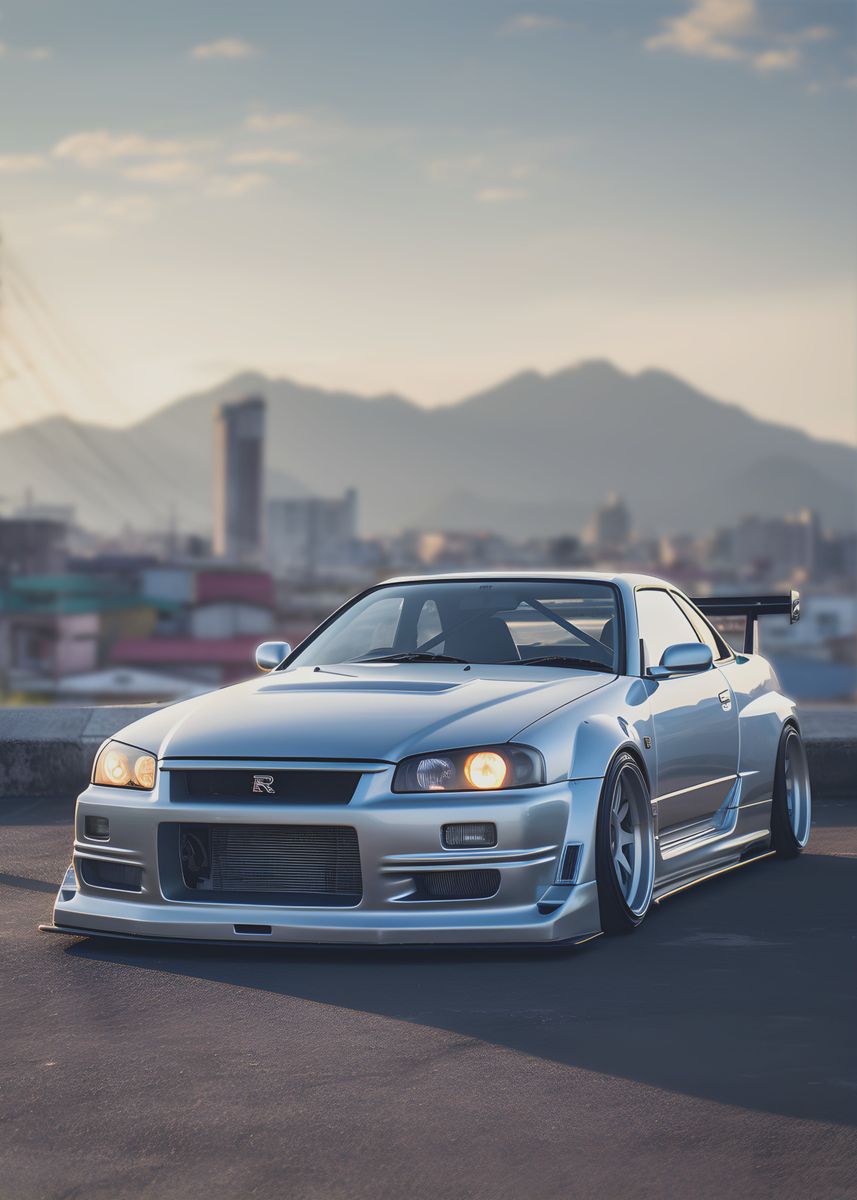 'JDM Nissan Skyline Gtr R34' Poster, picture, metal print, paint by ...