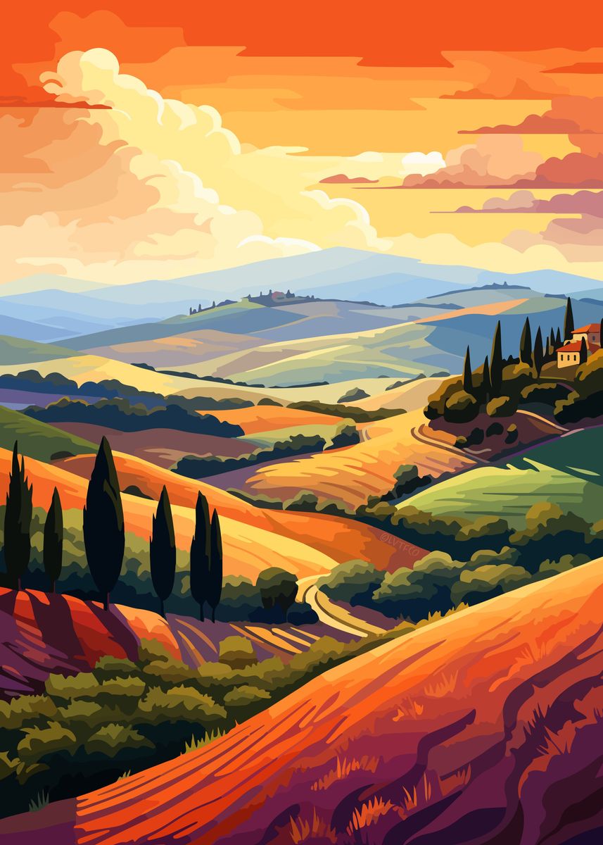 'Tuscan Hills of Italy' Poster, picture, metal print, paint by LVTFCO ...