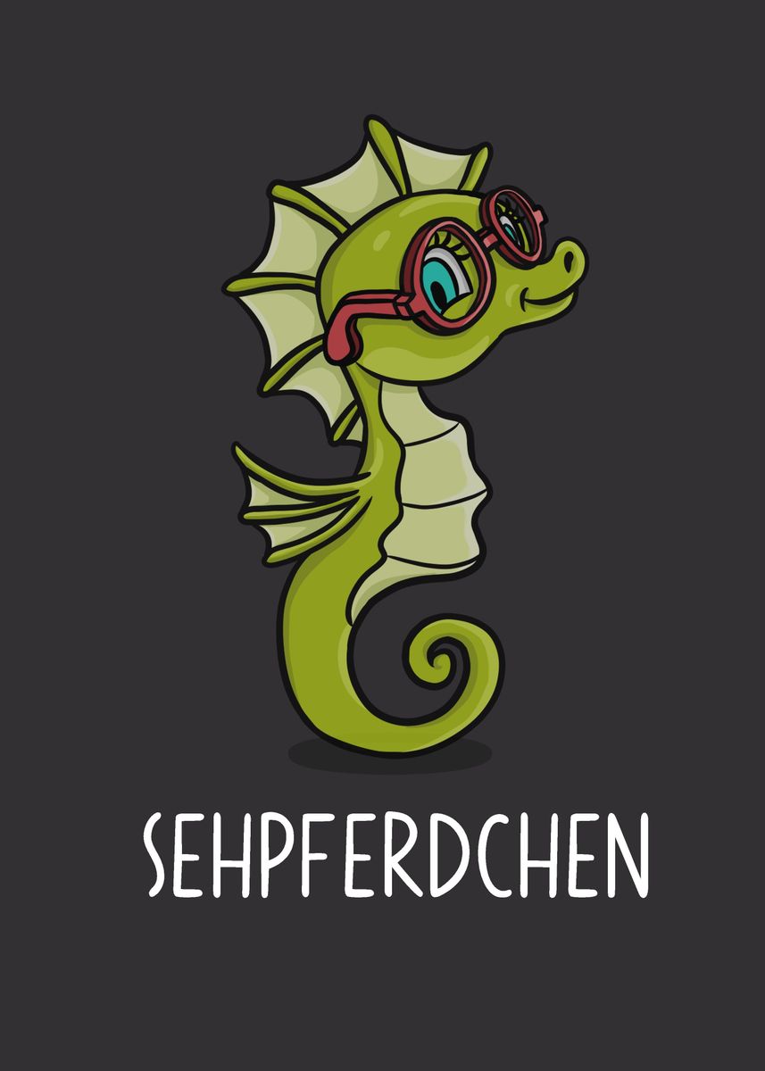 'Funny Pun Sehpferdchen ' Poster, picture, metal print, paint by