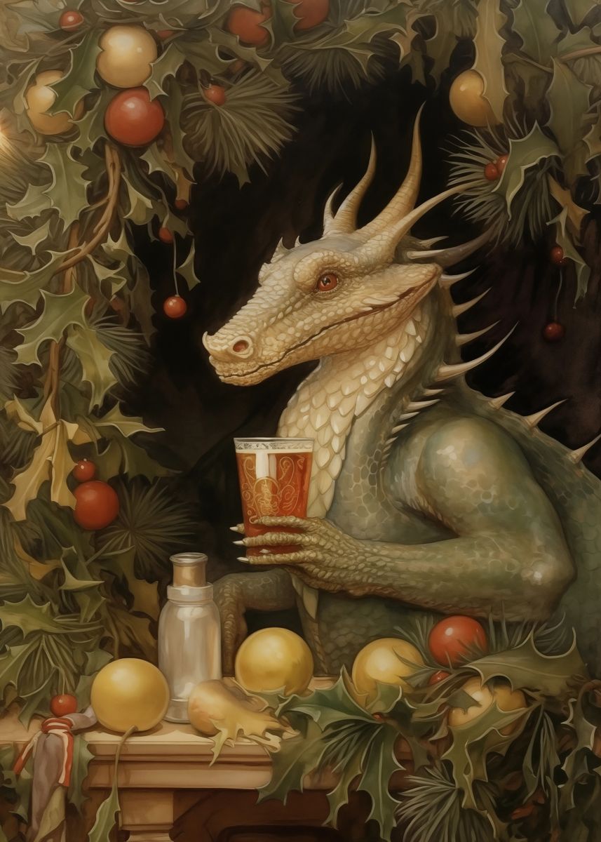'Dragon Beer Xmas' Poster, picture, metal print, paint by Jasper World ...