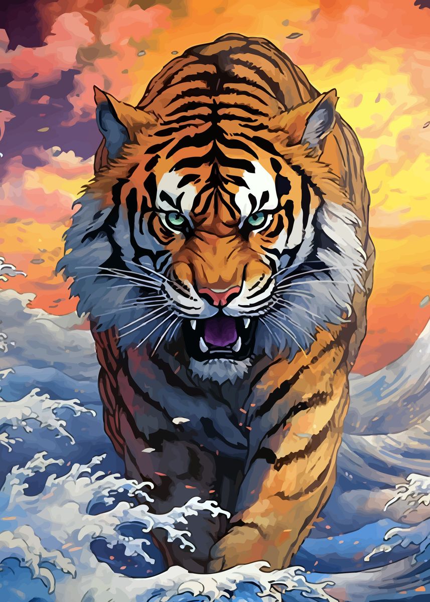 'Golden Tiger' Poster, picture, metal print, paint by Futuner For ...