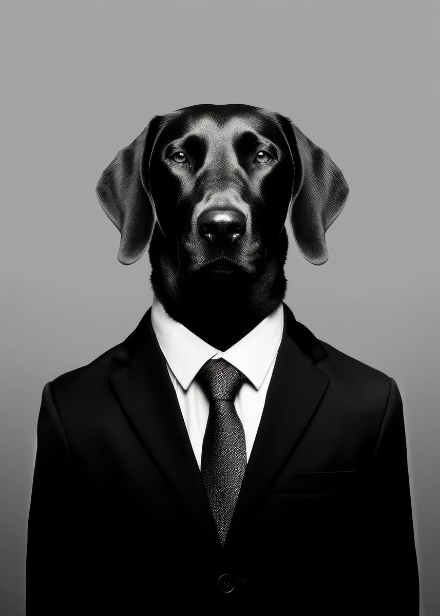 'Business Dog' Poster, picture, metal print, paint by Jan | Displate