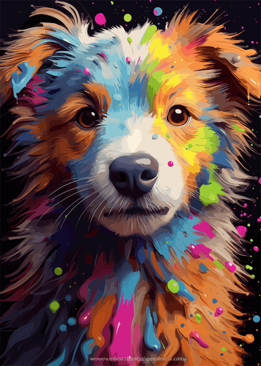 'cute dog painting art' Poster, picture, metal print, paint by