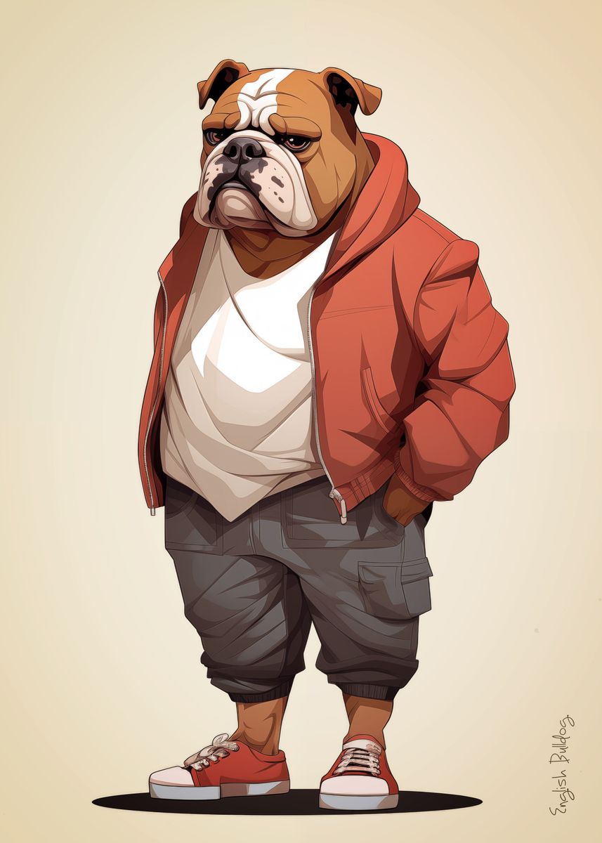 'ENGLISH BULLDOG Character' Poster, picture, metal print, paint by Mahdi Sahraoui Displate