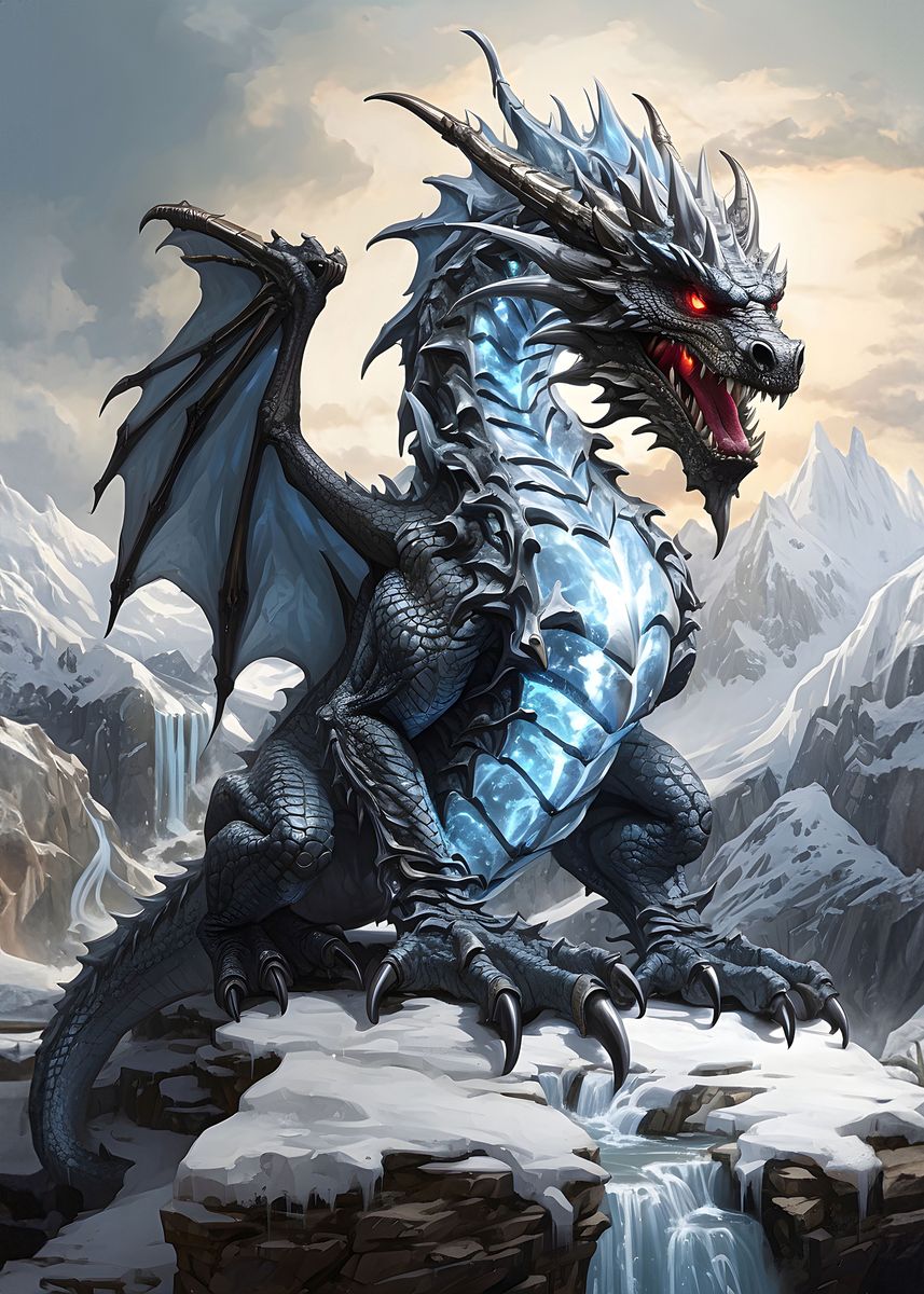 'Ice Dragon' Poster, picture, metal print, paint by SuperFlashCrash ...