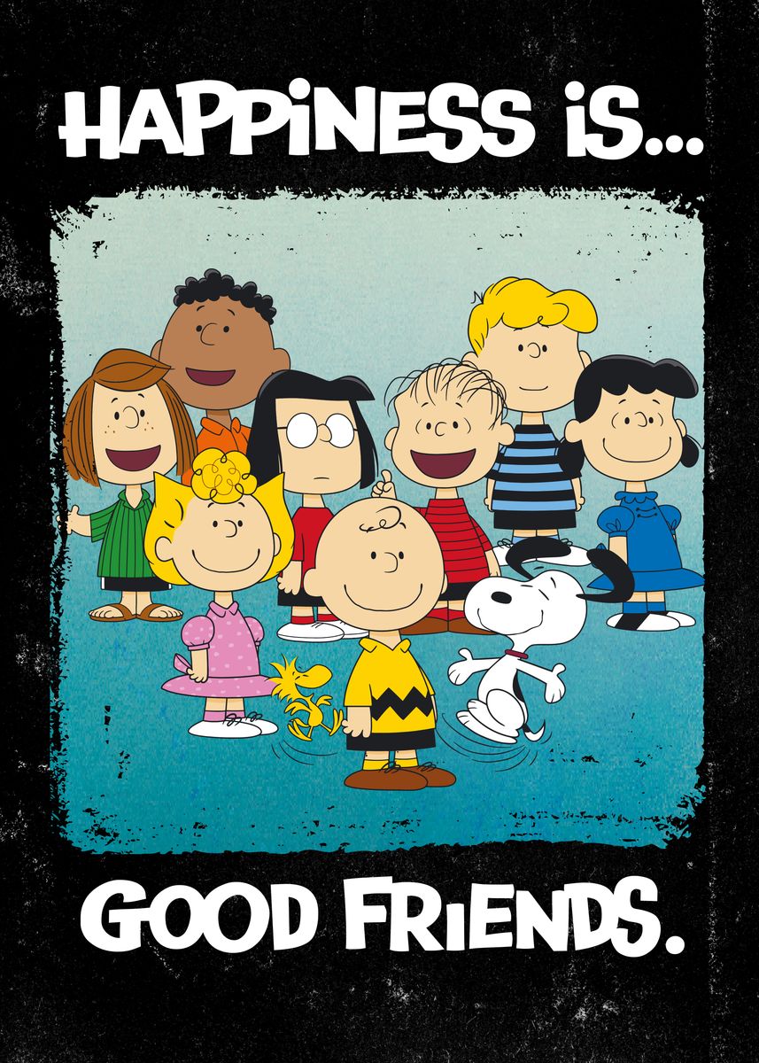 'Happiness is Good Friends' Poster, picture, metal print, paint by ...