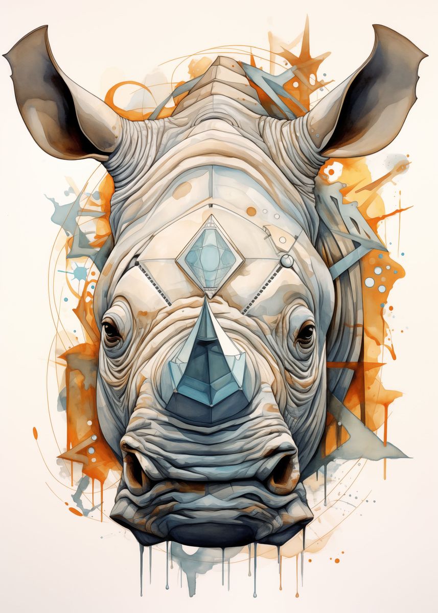 'Rhino' Poster, picture, metal print, paint by Nathan De Pachtere ...
