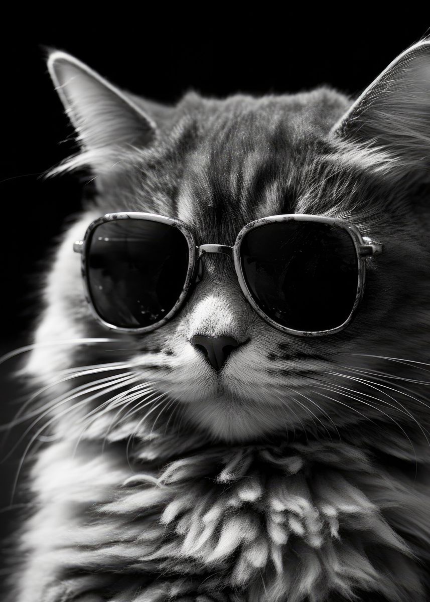 'Cat Sunglasses' Poster, picture, metal print, paint by DecoyDesign ...