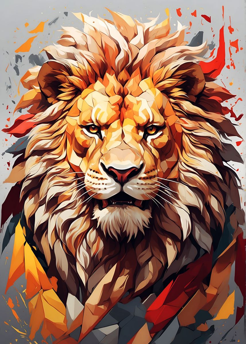 'Simple drawing lion' Poster, picture, metal print, paint by QTK Design ...