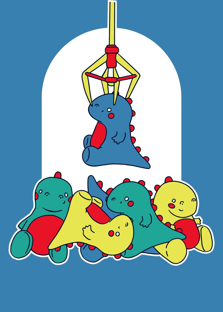 'Dinosaur Claw Machine' Poster, picture, metal print, paint by Adam ...