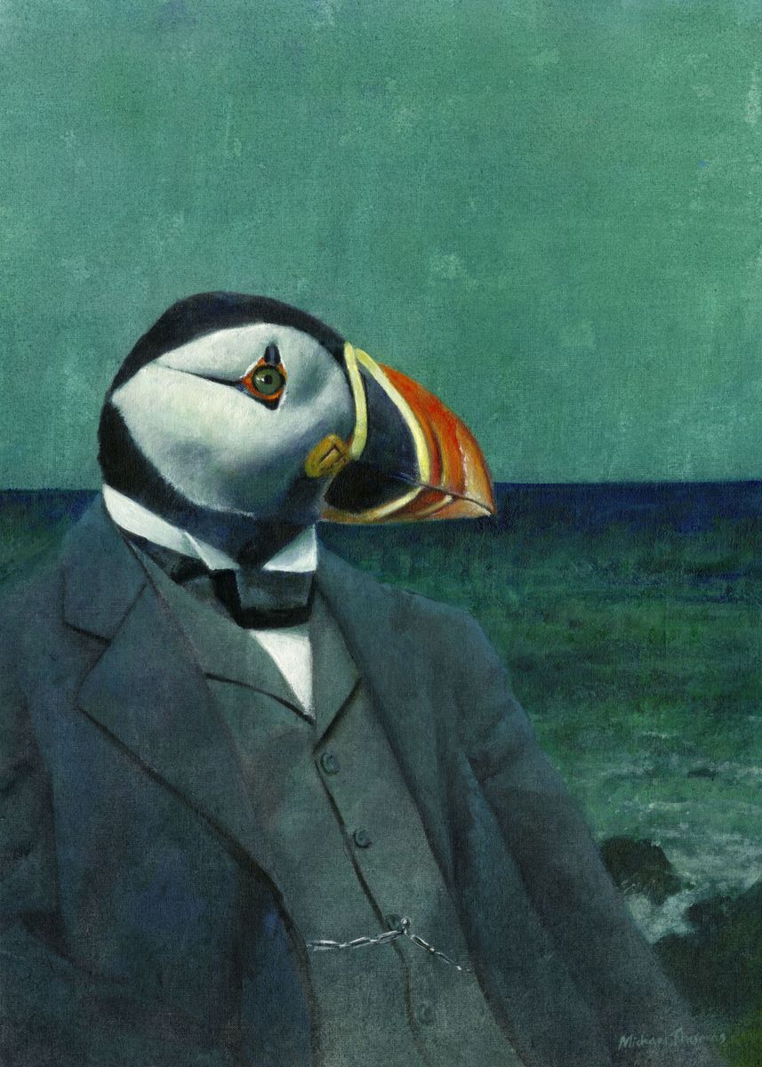 'Puffin Gentleman' Poster, picture, metal print, paint by Michael ...