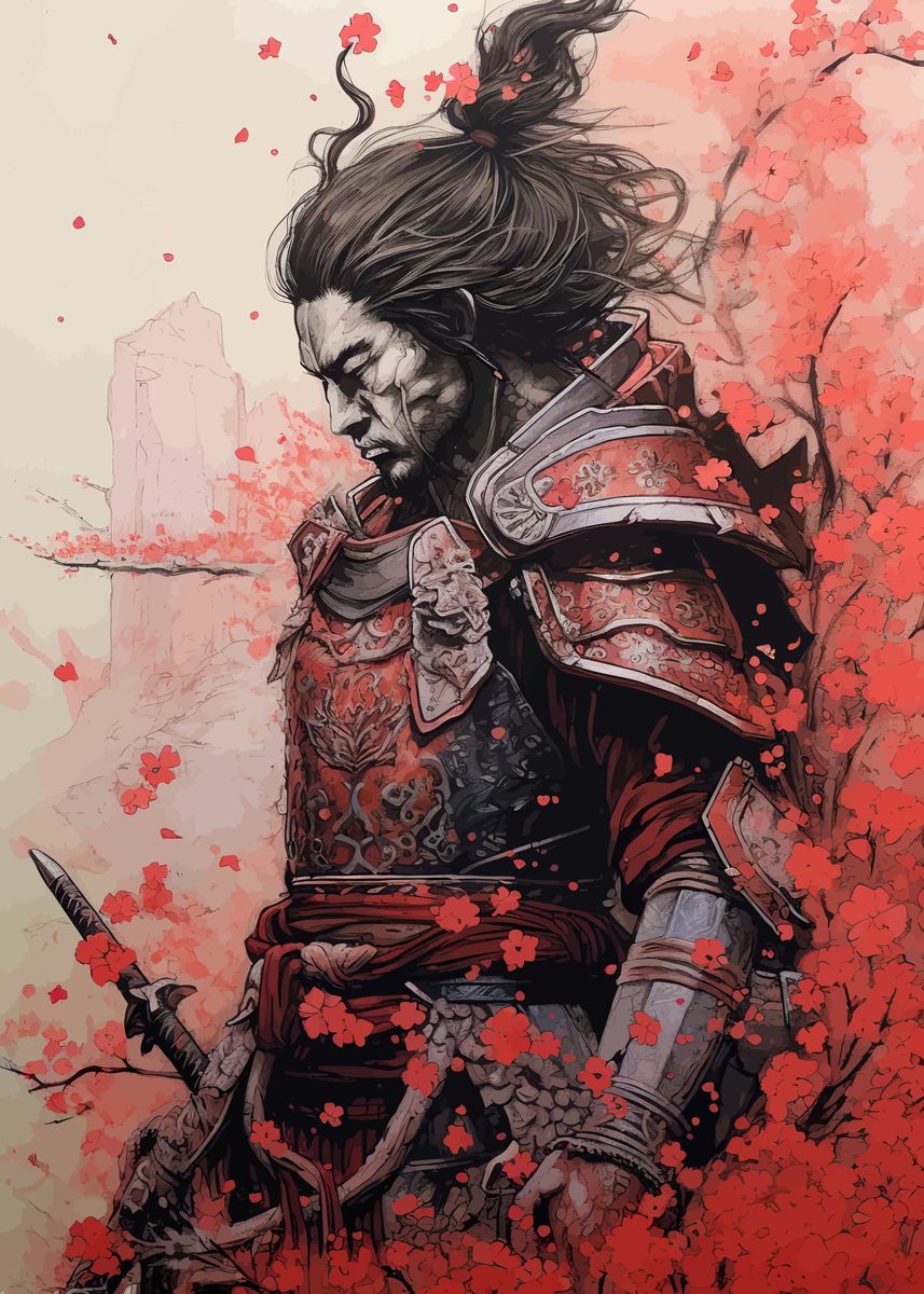 'blossom Samurai Warrior' Poster, picture, metal print, paint by Game ...