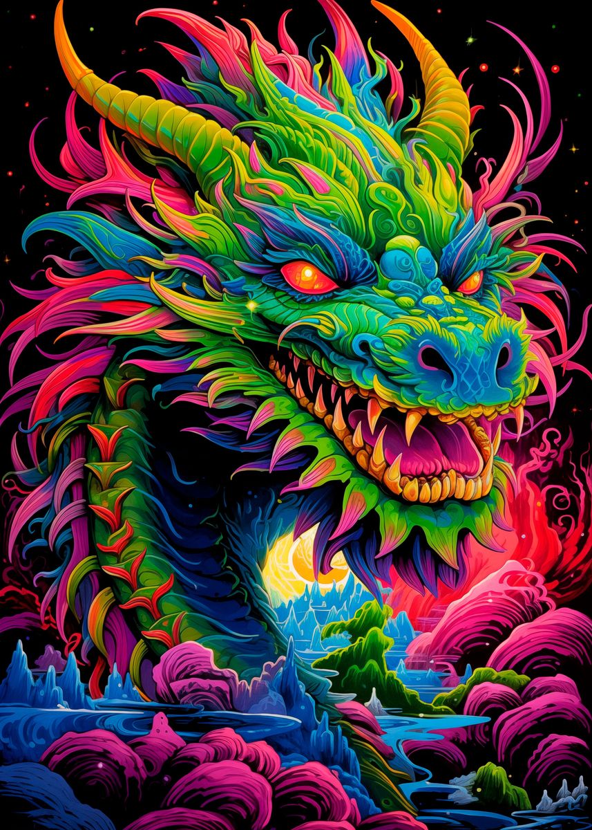 'Asian Flying Dragon 03' Poster, picture, metal print, paint by TK ...