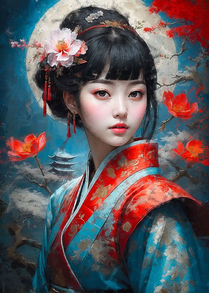 'Sakura Blossom Grace' Poster, picture, metal print, paint by ...