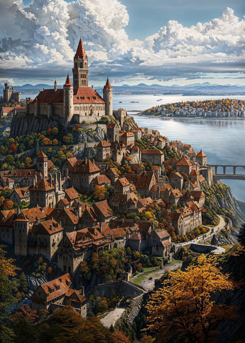 'Royal Medieval Castle City' Poster, picture, metal print, paint by ...