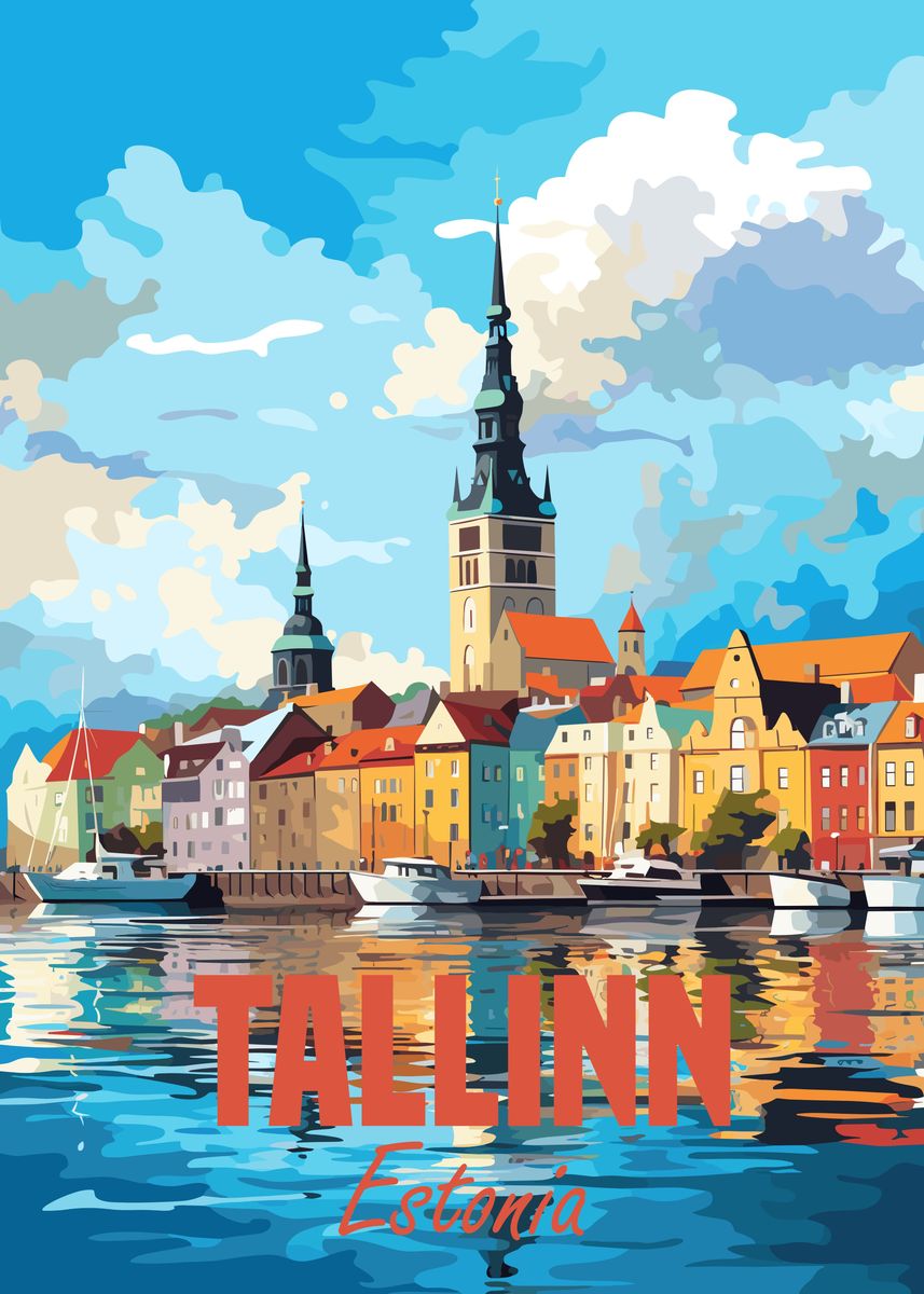 'Tallinn Estonia' Poster, picture, metal print, paint by Mesh | Displate
