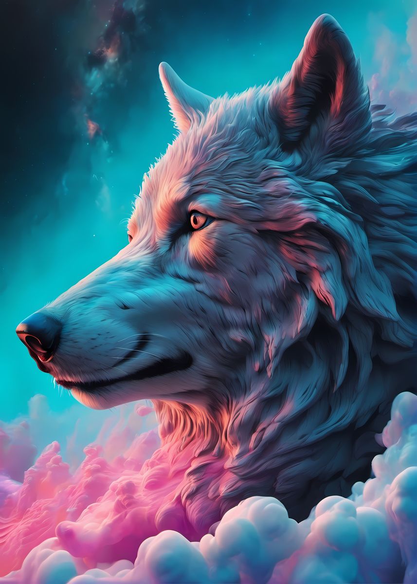 'Wolf Cosmic Space' Poster, picture, metal print, paint by Surreal ...