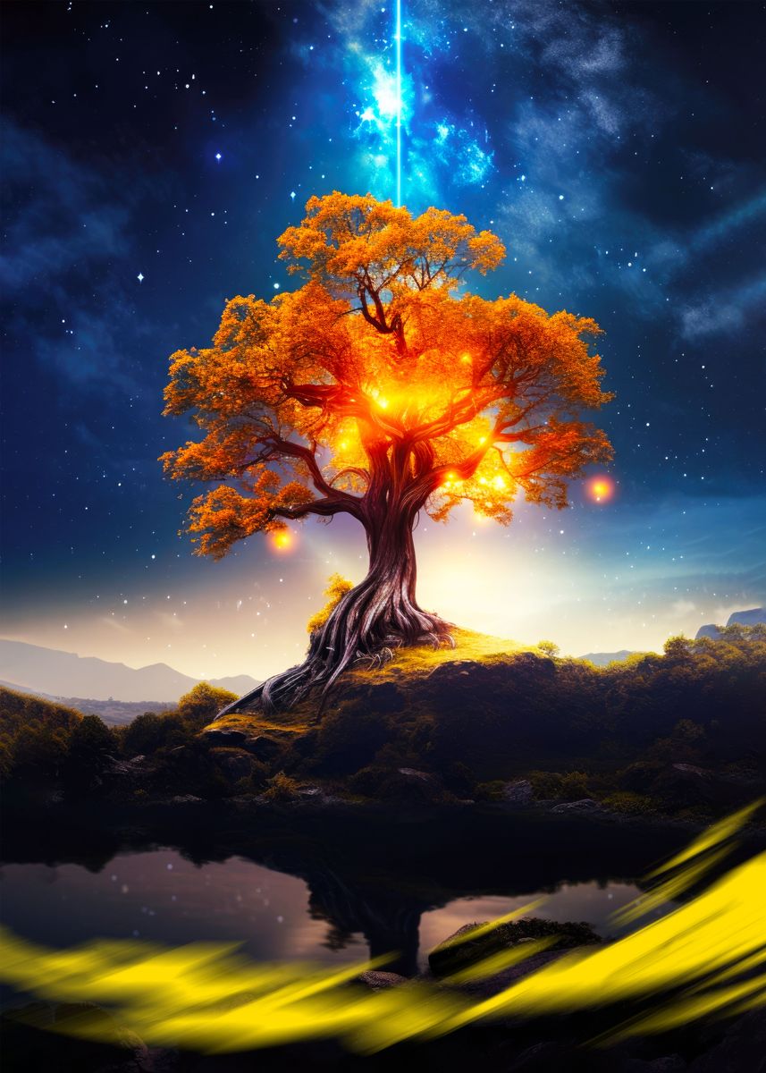 ‘Cosmic Tree of Life’ Poster, picture, metal print, paint by Misbahul