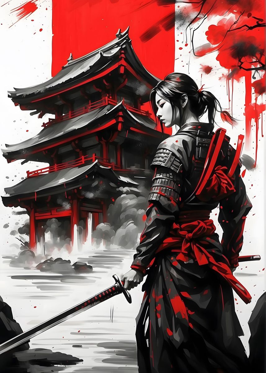 'samurai Girl' Poster, Picture, Metal Print, Paint By Xăm Việt 