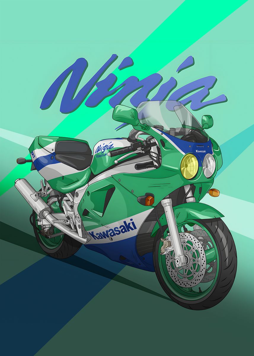 '1989 Kawasaki Ninja ZX7' Poster, picture, metal print, paint by Nex 